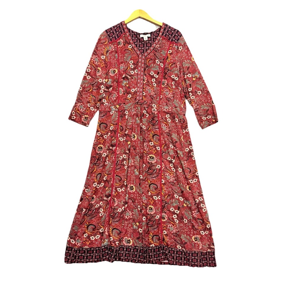 COLDWATER CREEK Flowy Maxi Dress Embroidered Size 1X Romantic Floral Boho Cottag